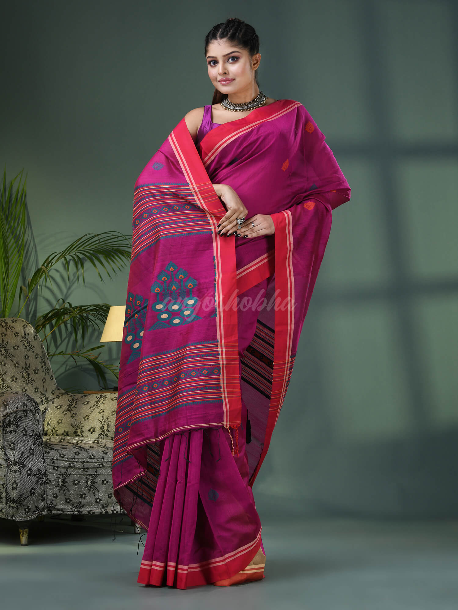 Rani Cotton Blend Jacquard Work Handloom Saree