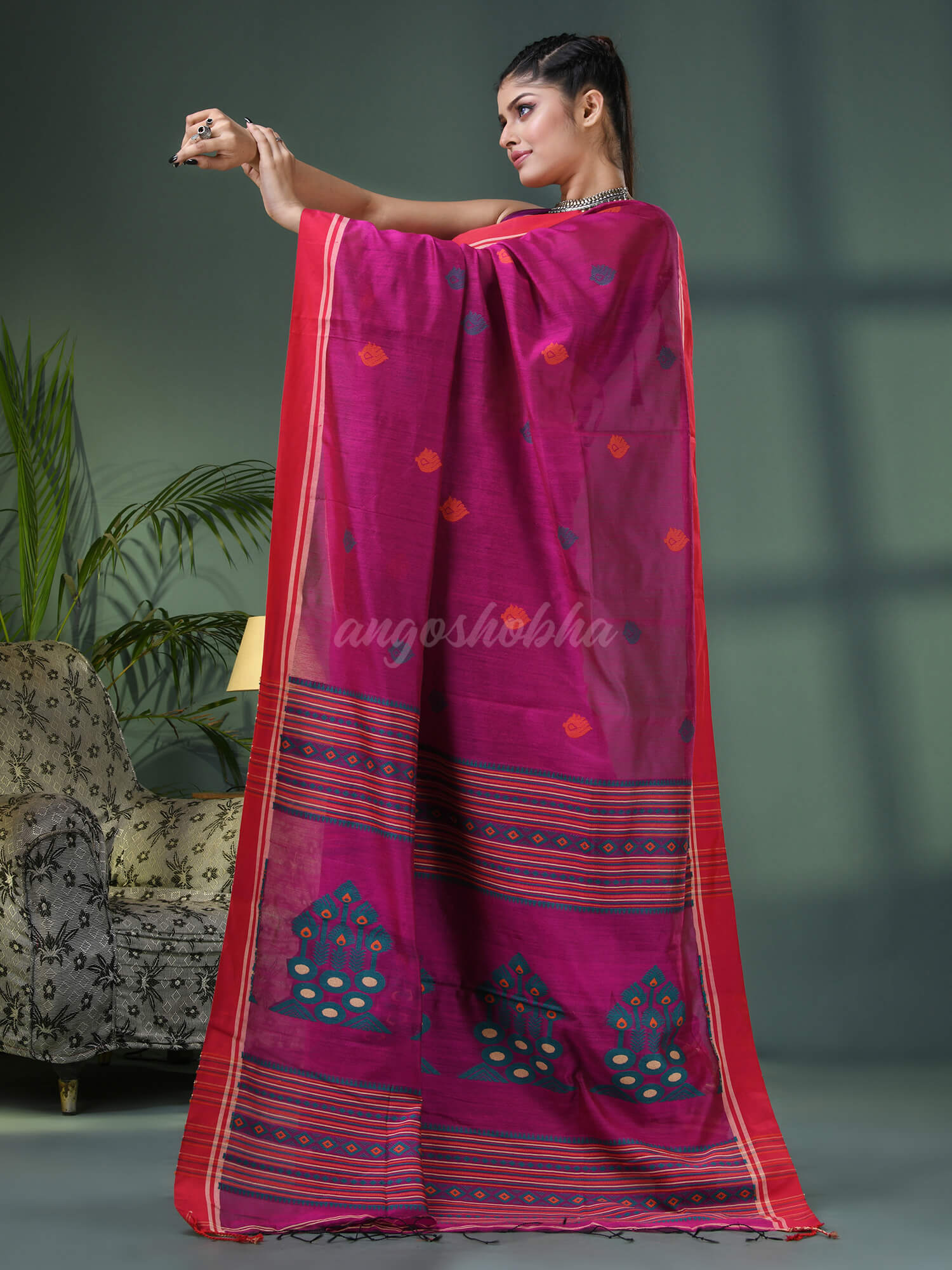 Rani Cotton Blend Jacquard Work Handloom Saree