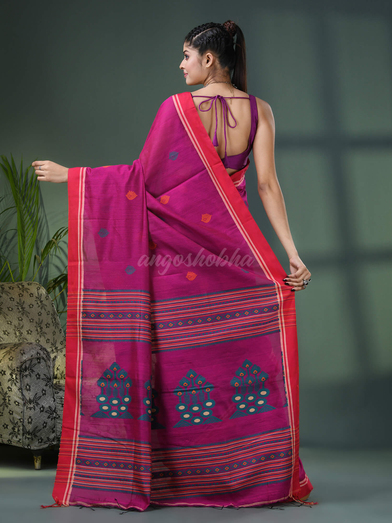 Rani Cotton Blend Jacquard Work Handloom Saree