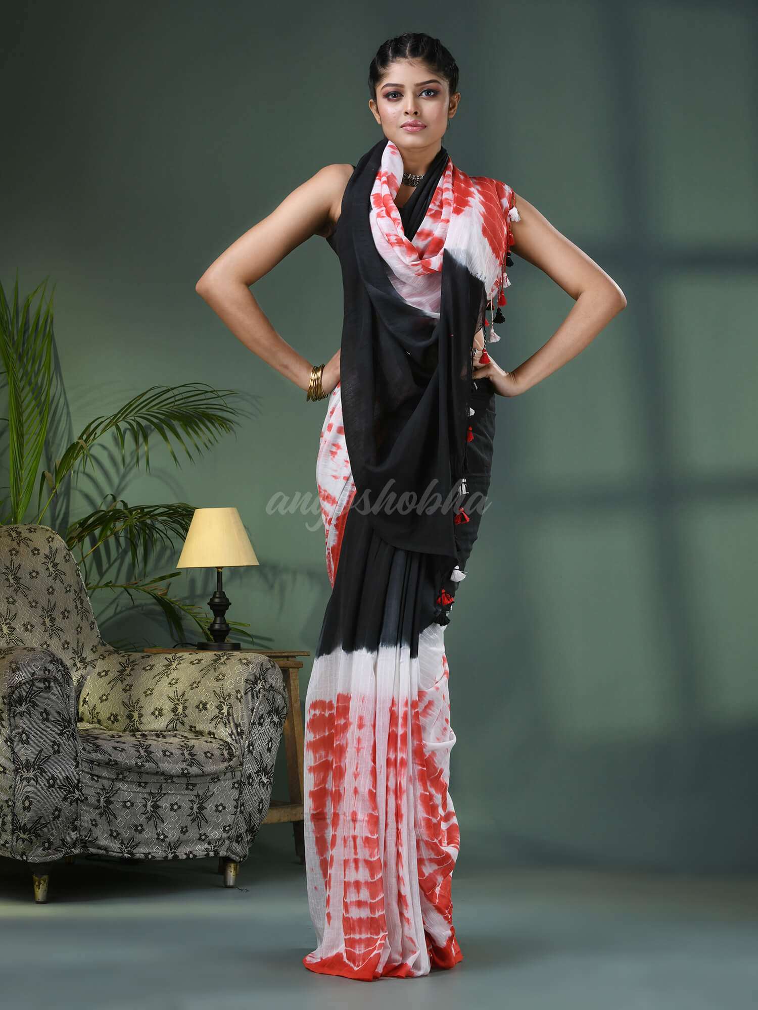Black & White Cotton Srivari Handloom Saree