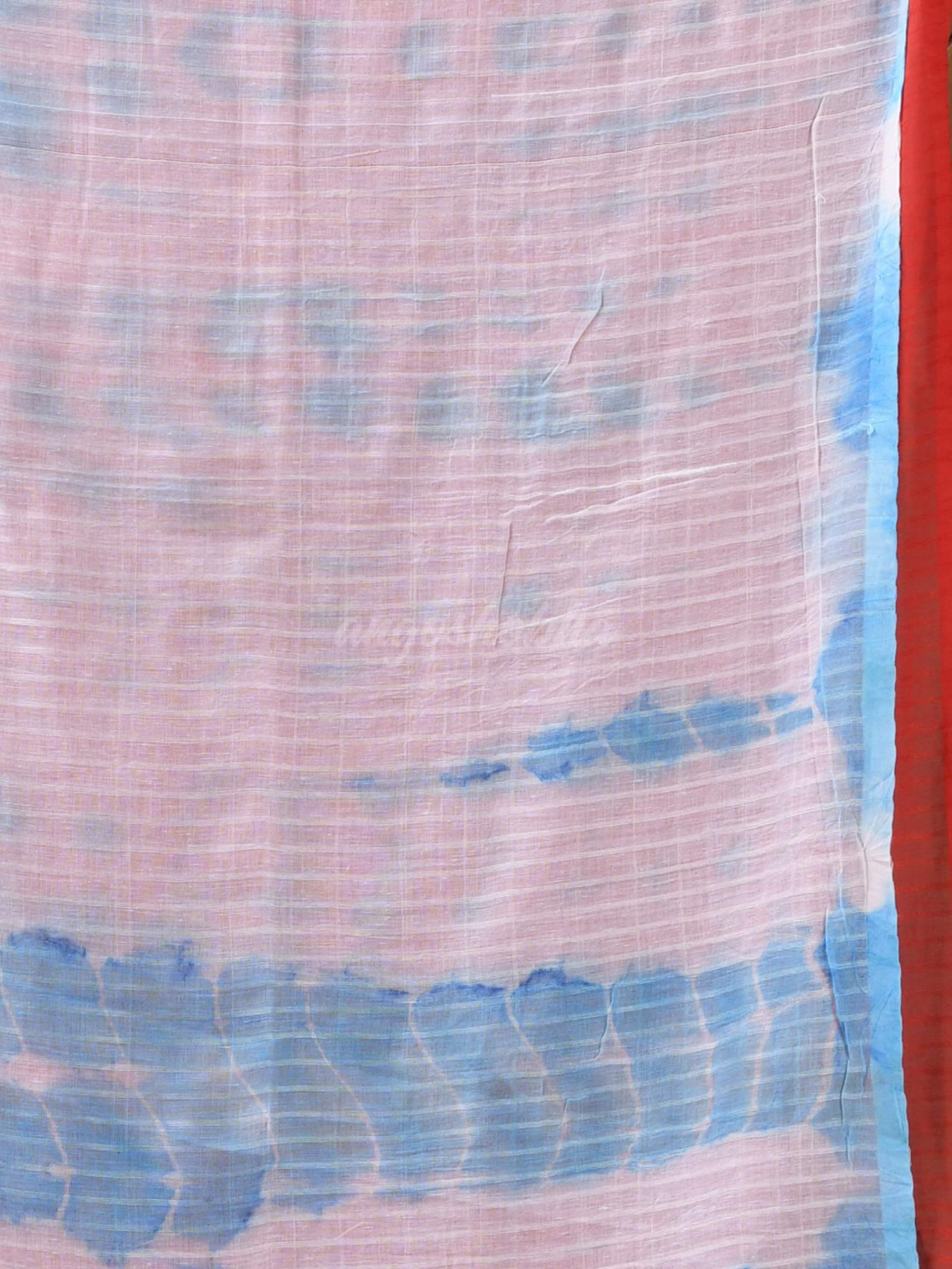 Red & Sky Blue Cotton Srivari Handloom Saree