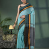 Baby Blue Cotton Jacquard Border Handloom Saree