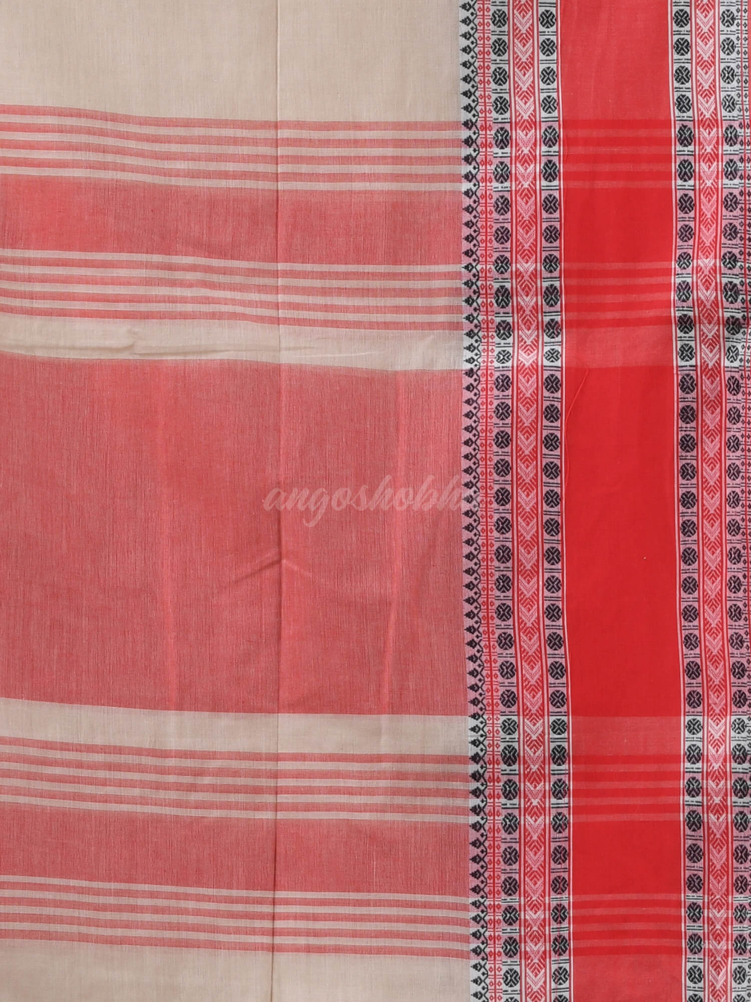 Cream Cotton Jacquard Border Handloom Saree