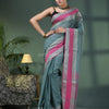 Jengle Green Cotton Jacquard Border Handloom Saree