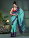 Teal Cotton Jacquard Border Handloom Saree