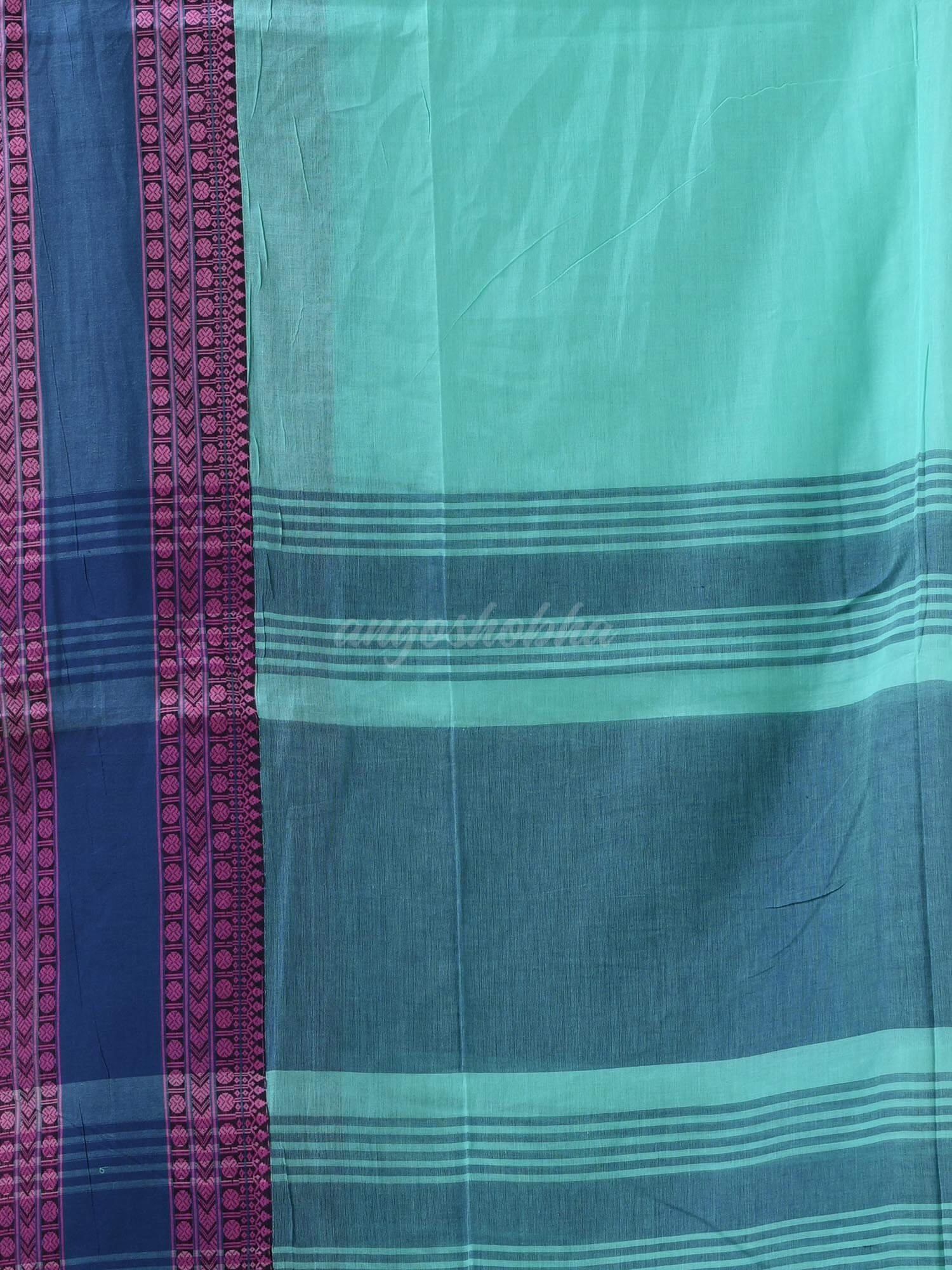 Teal Cotton Jacquard Border Handloom Saree