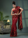 Maroon Cotton Jacquard Border Handloom Saree