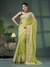 Pear Green Cotton Jacquard Border Handloom Saree