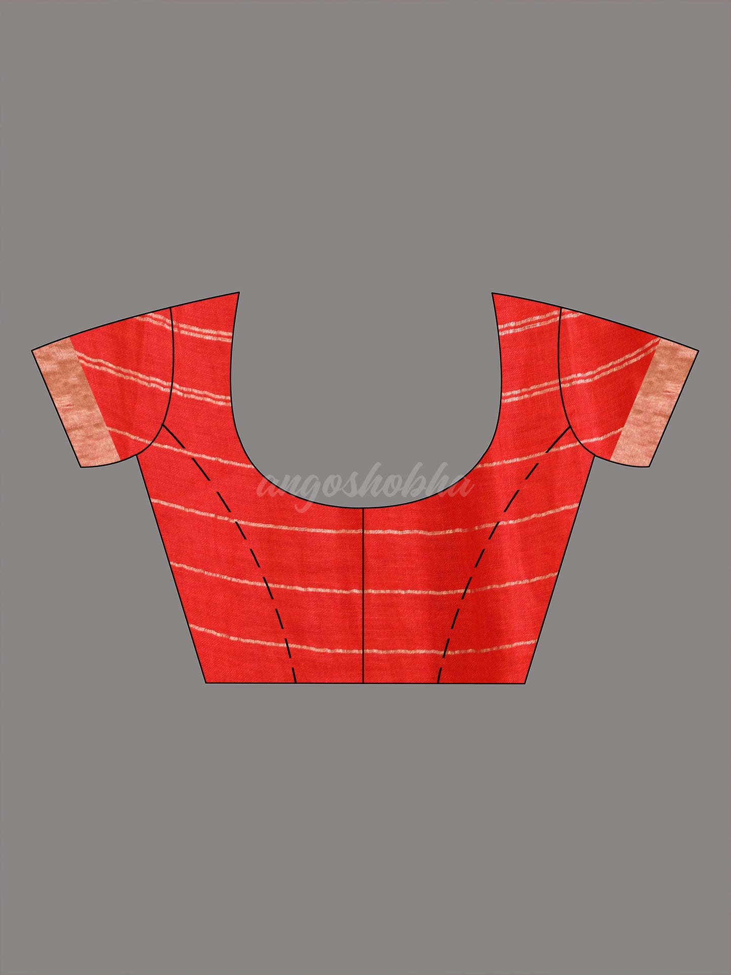 Red Linen All Body Silver Zari Stripe Handwoven Saree