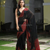 Black Linen Red Sequence Design Handwoven Saree