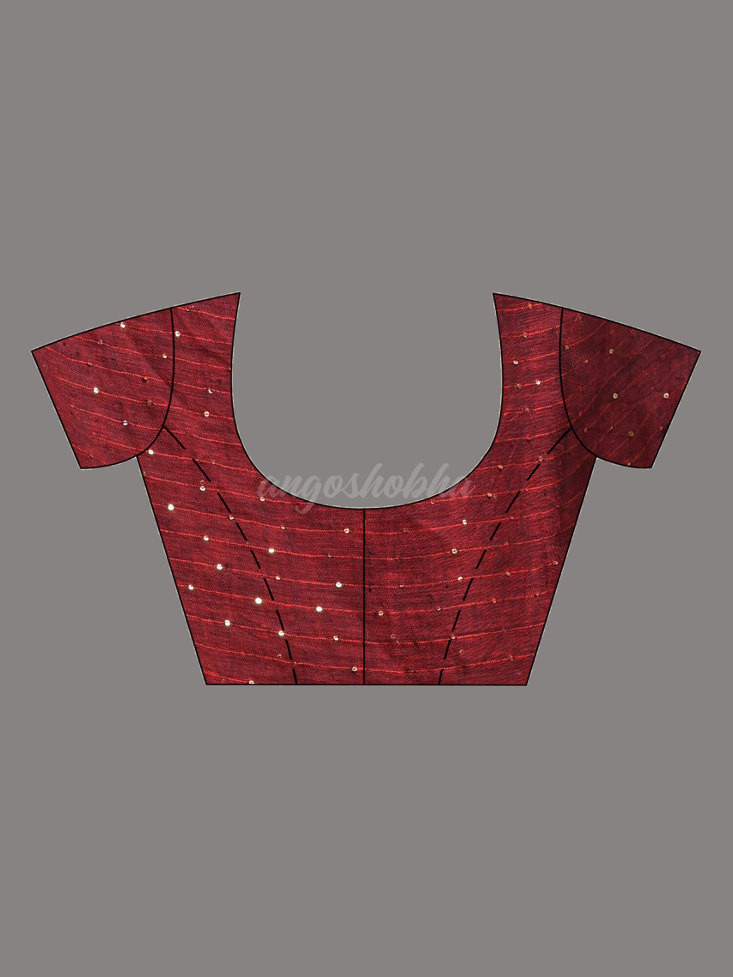 Black Linen Red Sequence Design Handwoven Saree blouse