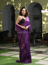 Violet Linen Broder With Pallu Jacquard Zari Work Handwoven Saree