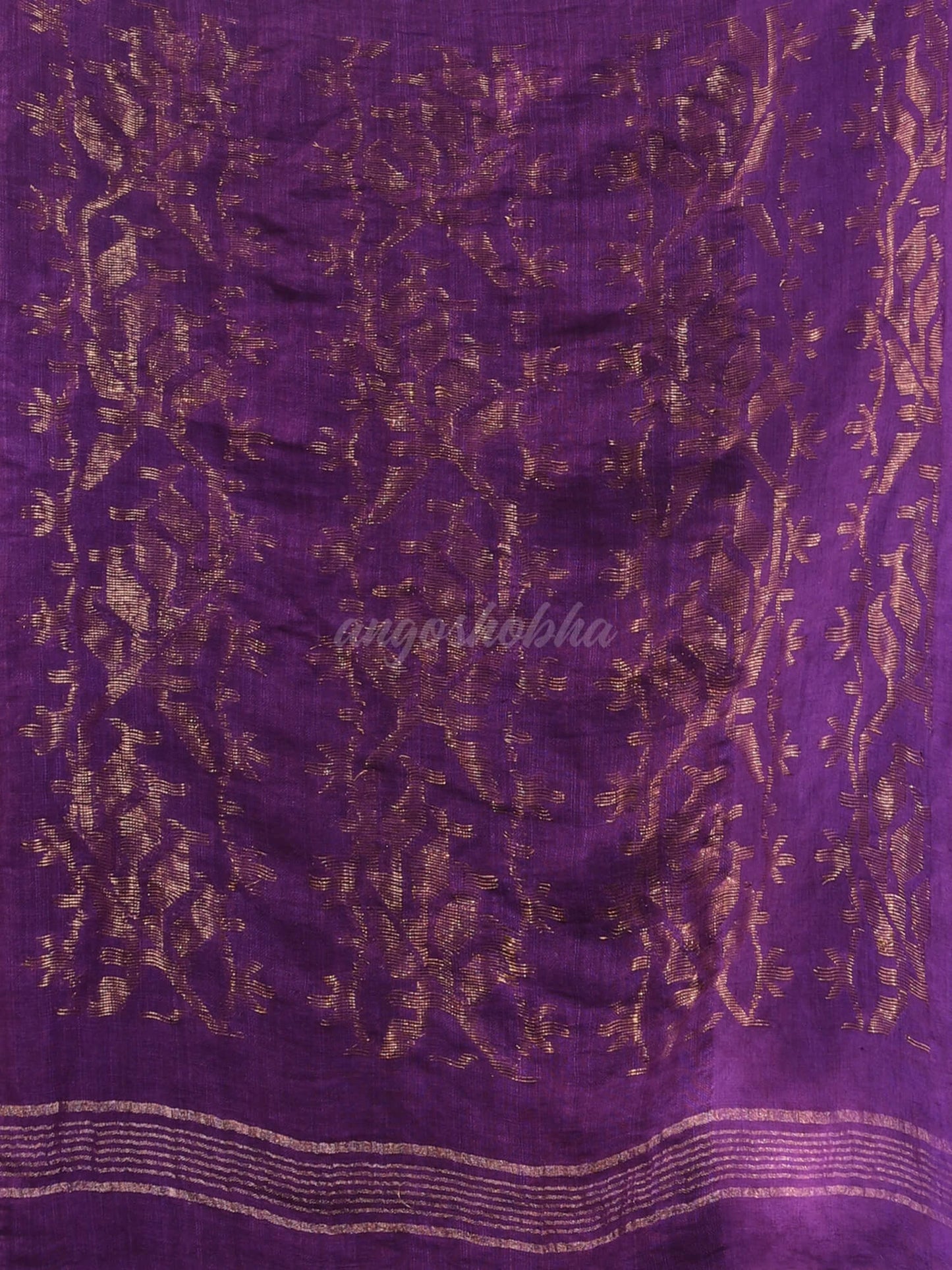 Violet Linen Broder With Pallu Jacquard Zari Work Handwoven Saree