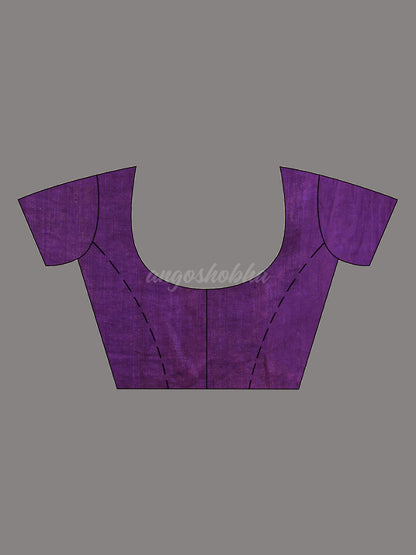 Violet Linen Broder With Pallu Jacquard Zari Work Handwoven Saree blouse