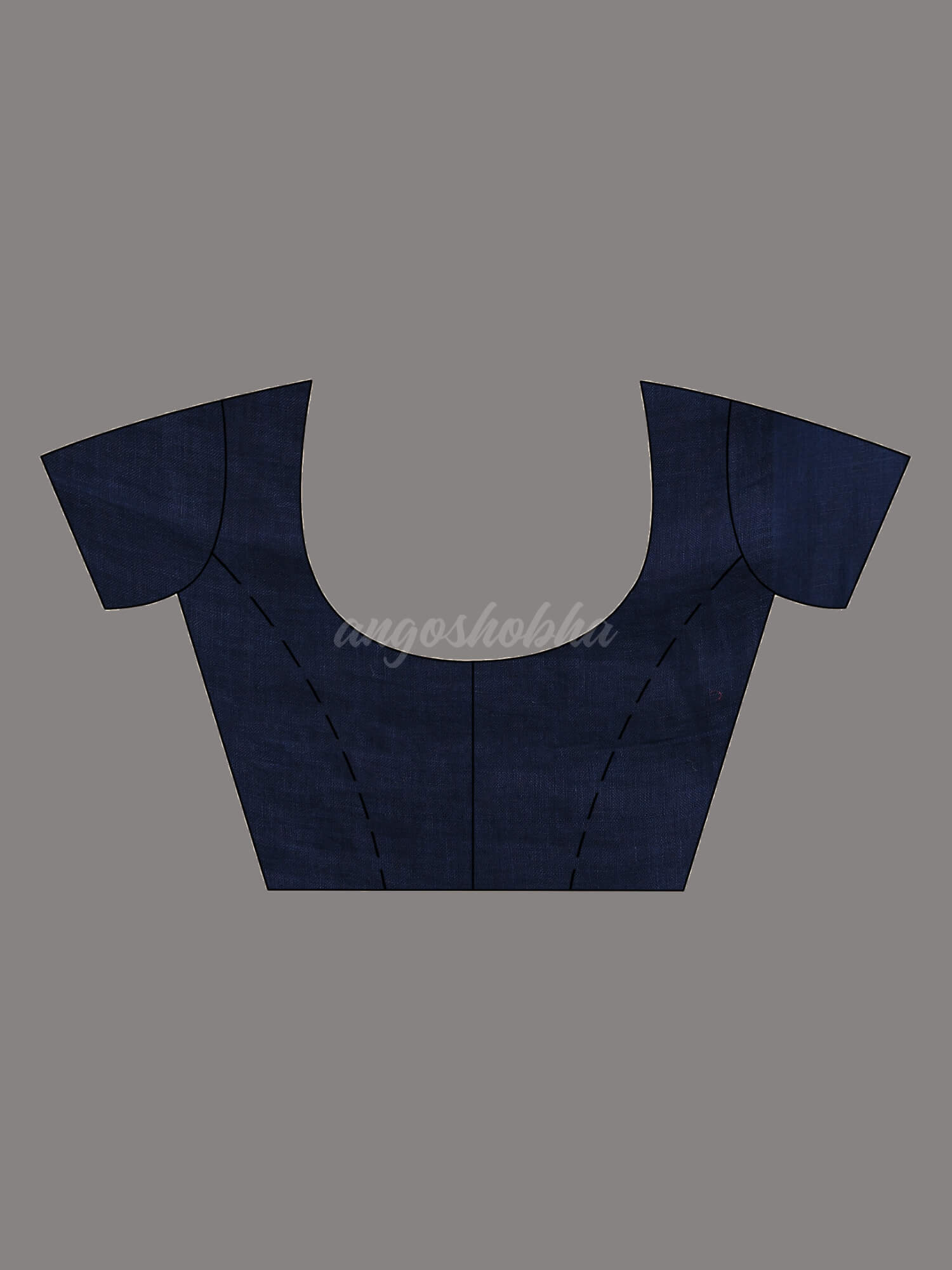Navy Blue Linen Broder With Pallu Jacquard Zari Work Handwoven Saree blouse