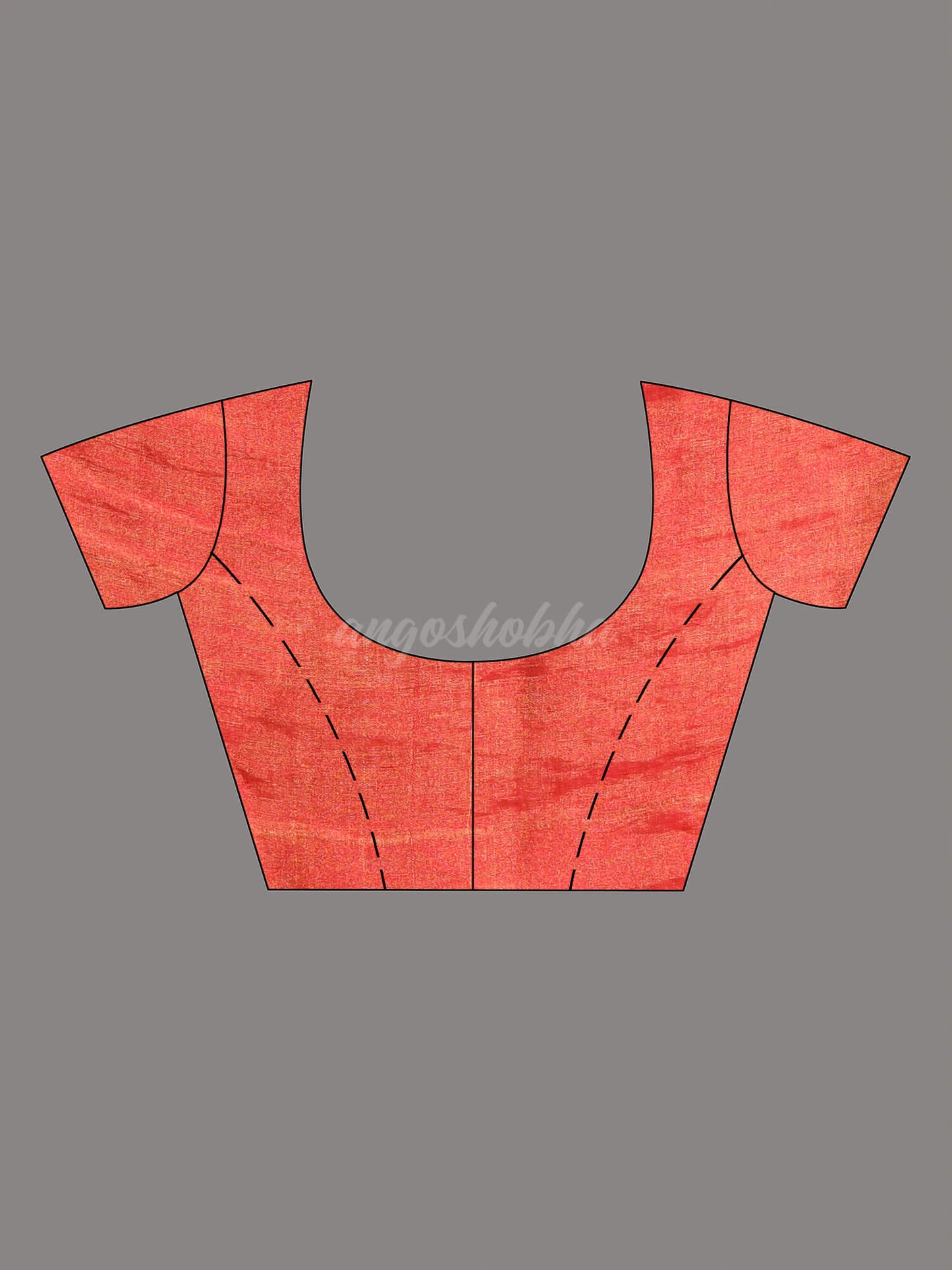 Red Linen Black Check  Handwoven Saree blouse