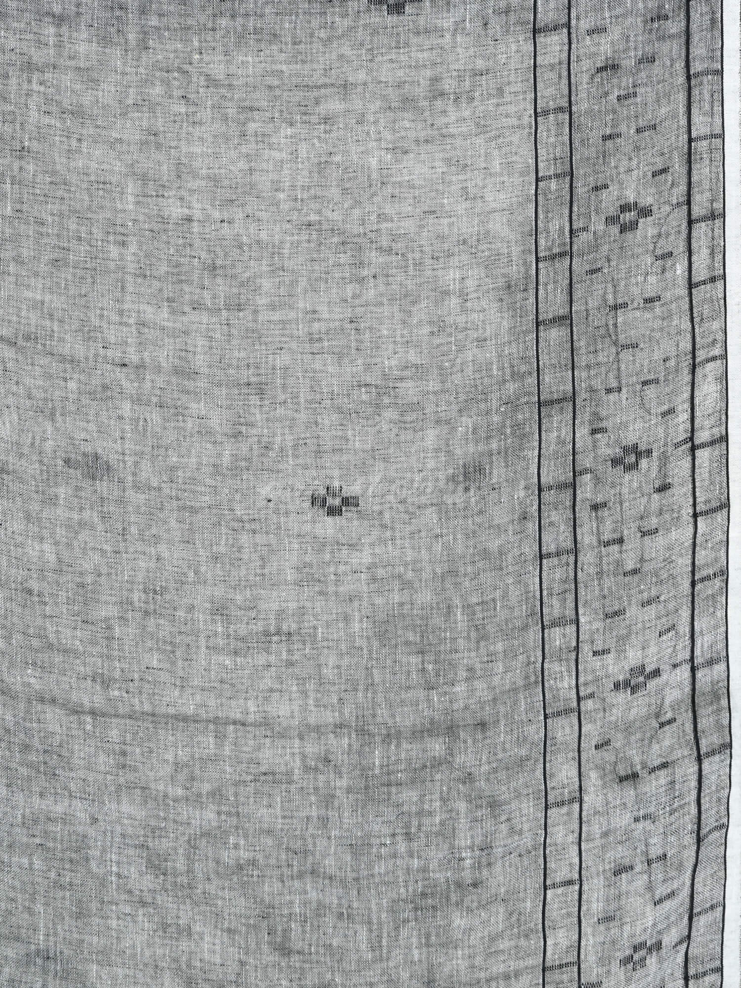 White Linen Jamdani Work Handwoven Saree