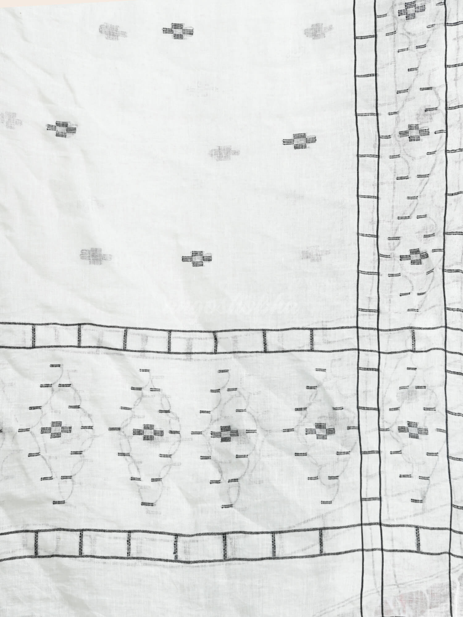 White Linen Jamdani Work Handwoven Saree