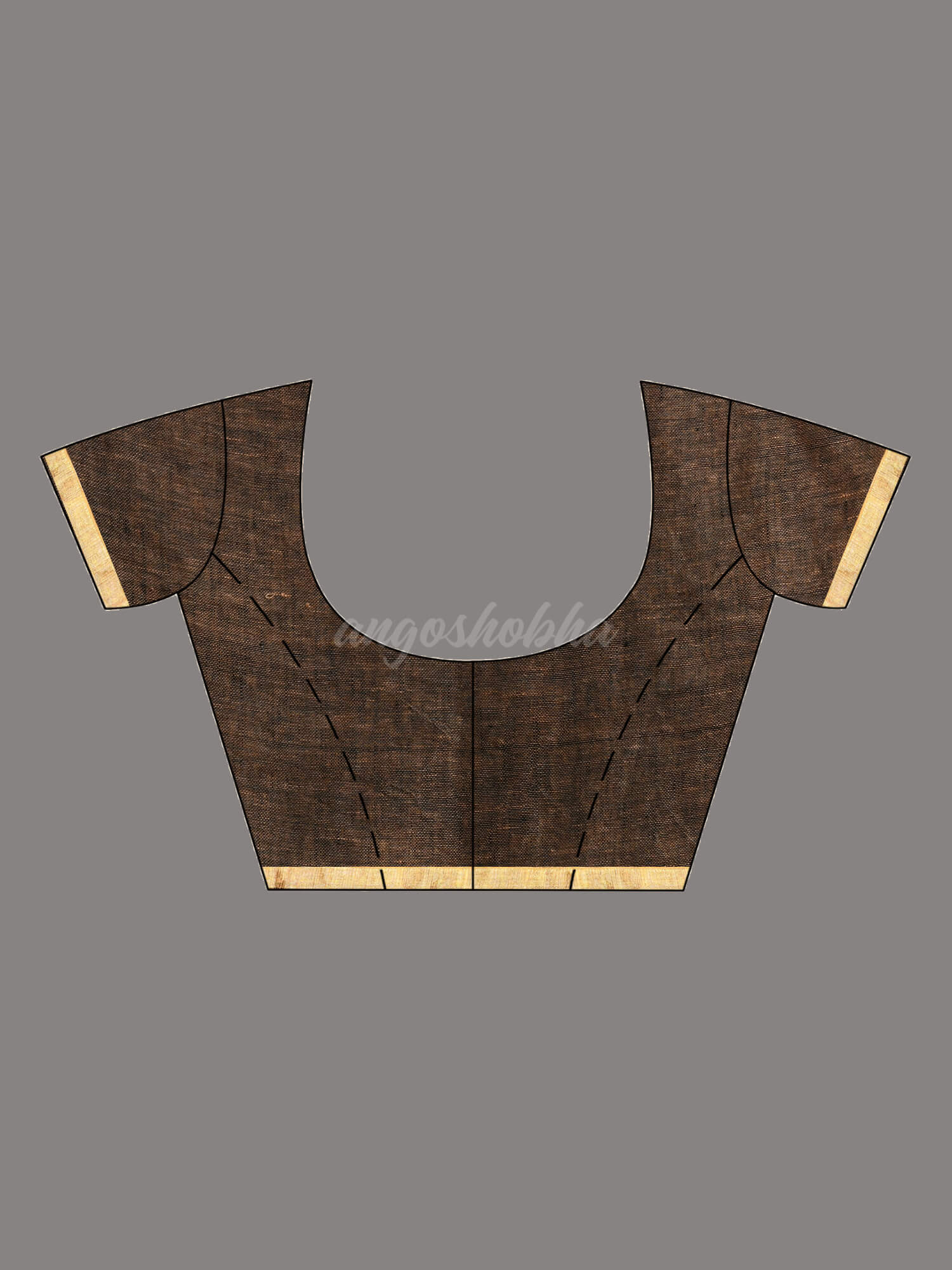 Blue Linen Zari Tissue Check Handwoven Saree blouse