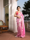 Pink Linen Zari Tissue Handwoven Saree
