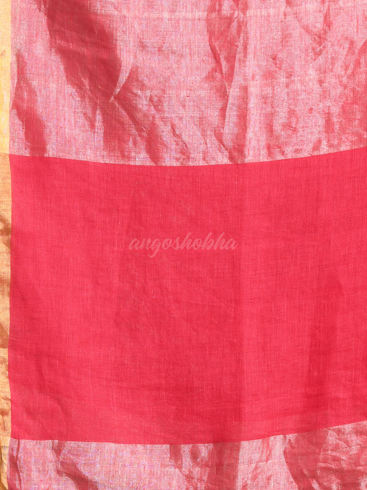 Rani Pink Linen Zari Tissue Handwoven tissue saree
