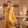 Mustard Linen Zari Tissue Handwoven tissue Saree