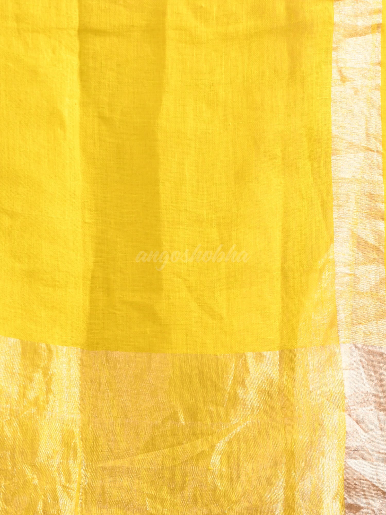 Lime Green Linen Zari Tissue Handwoven tissue Saree