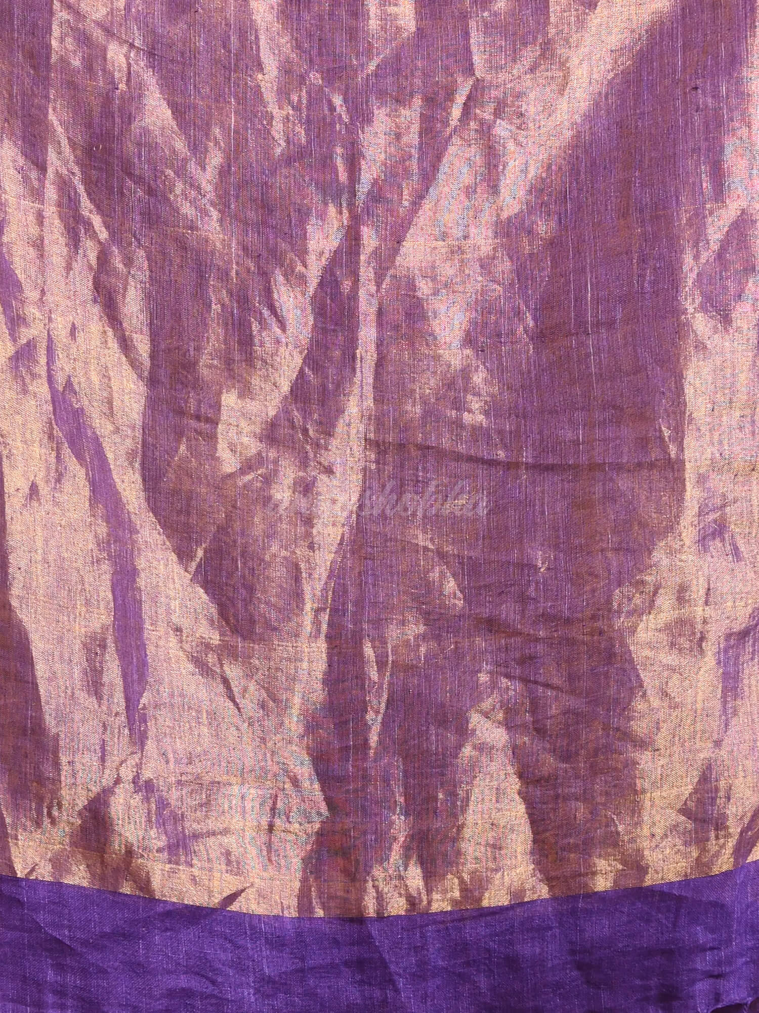 Violet Linen Zari Gold Handwoven Tissue Saree