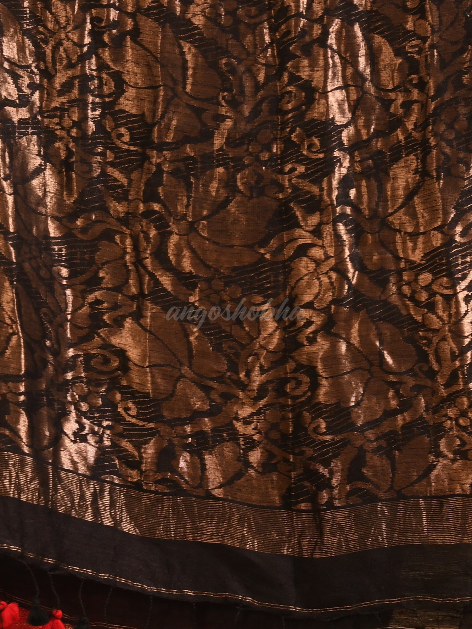 Red Matka Silk Black Taidai Jacquard Saree