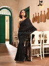 Black Silk Matka All Body Buti Handwoven Saree