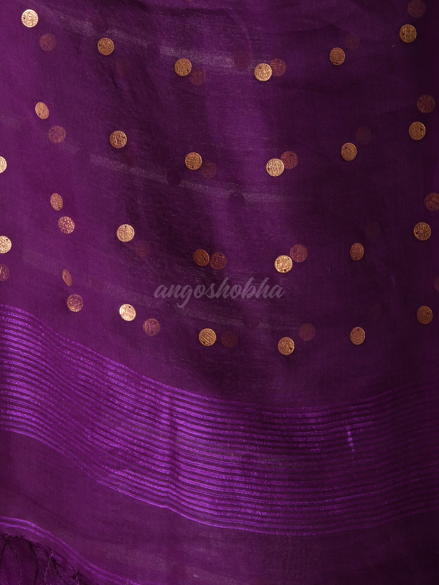 Violet Silk Matka All Body Guinea Sequence Handwoven Saree