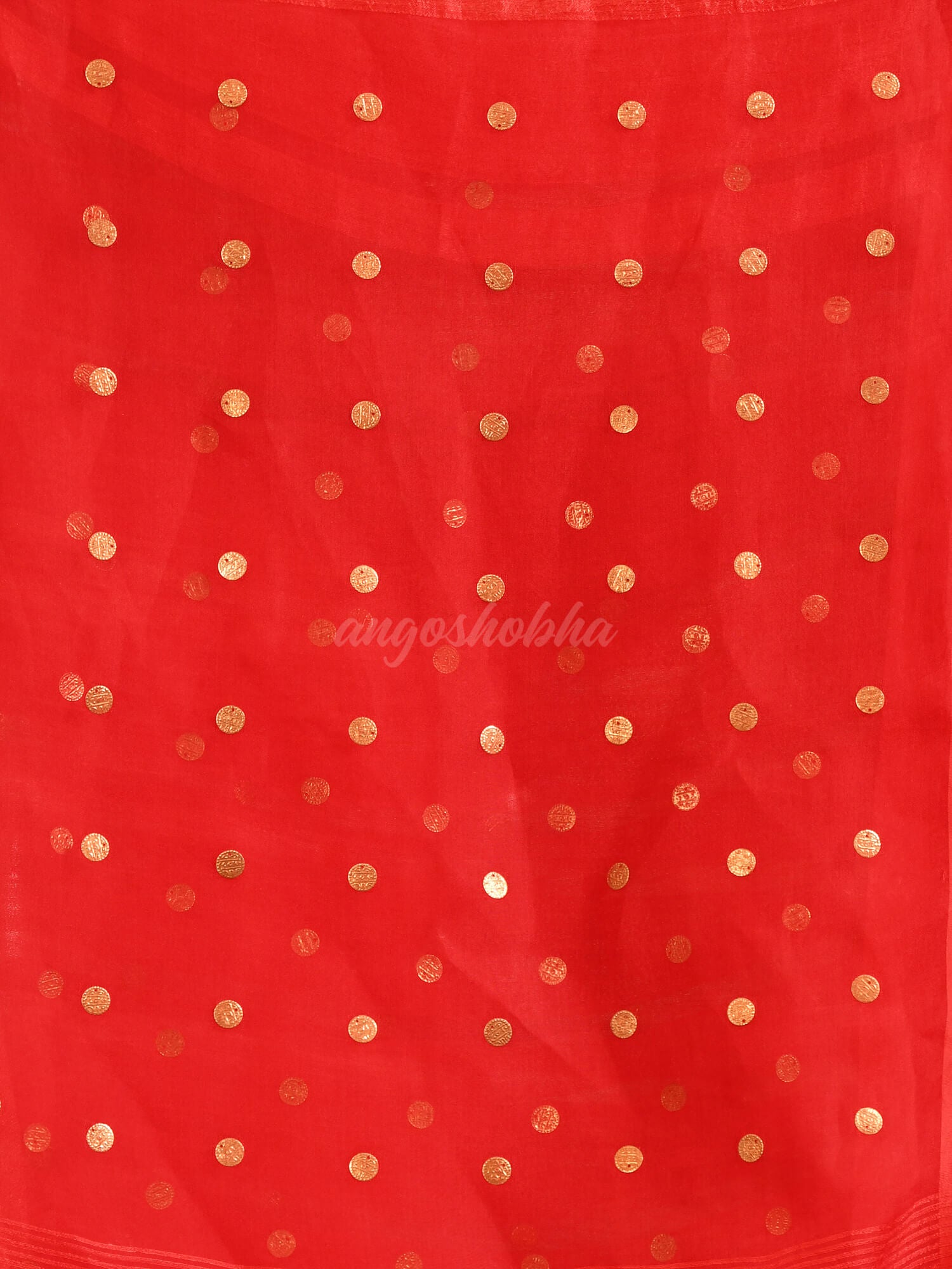 Red Silk Matka All Body Guinea Sequence Handwoven Saree