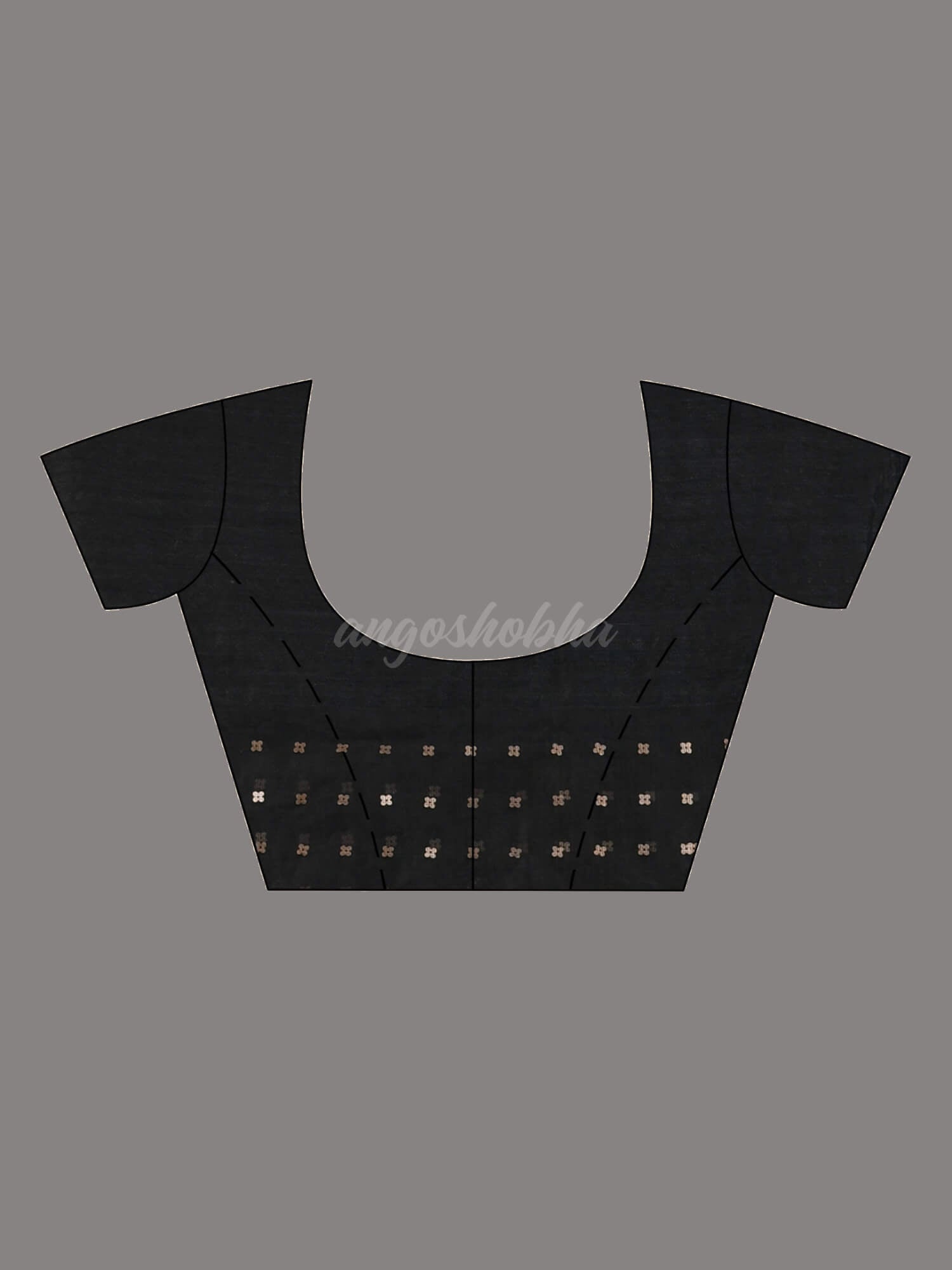 Black Silk All Body Sequence Work Handwoven Muslin Saree blouse