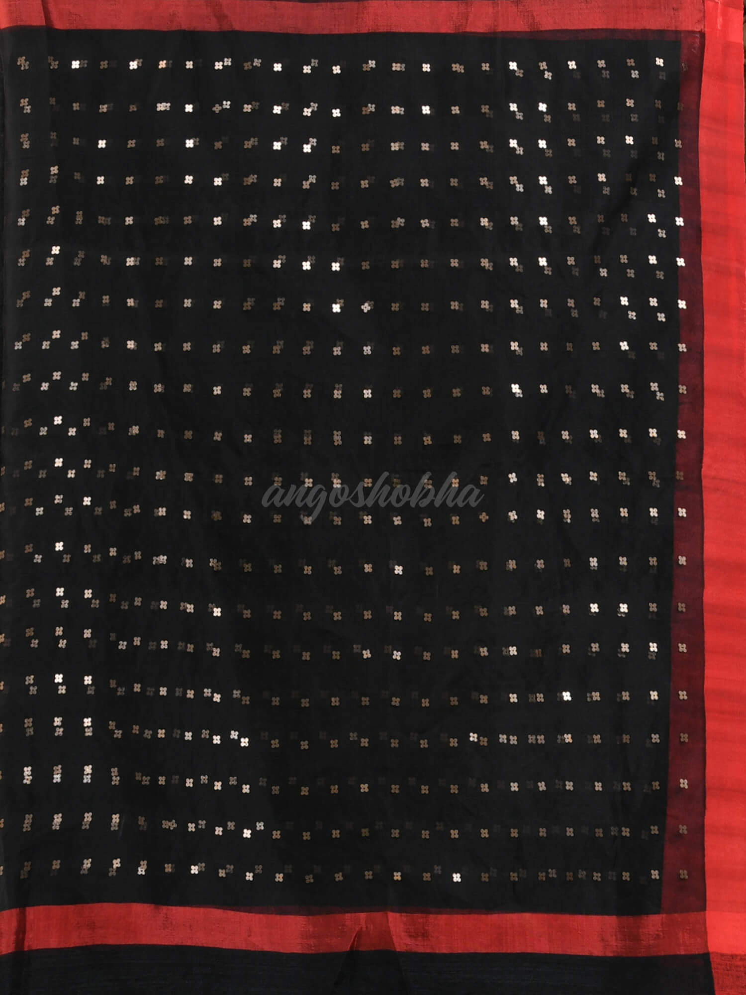 Black Silk All Body Sequence Work Handwoven Muslin Saree