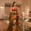 Mustard Silk All Body Sequence Work Handwoven Muslin Saree