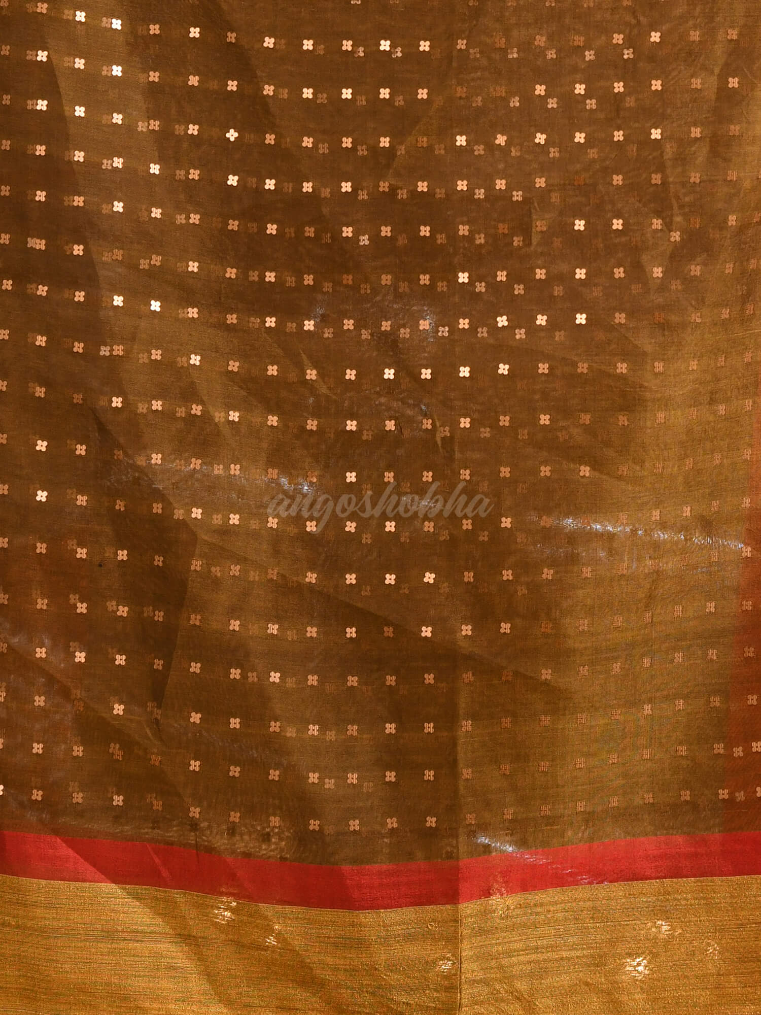 Mustard Silk All Body Sequence Work Handwoven Muslin Saree