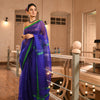 Blue Silk All Body Sequence Work Handwoven Muslin Saree