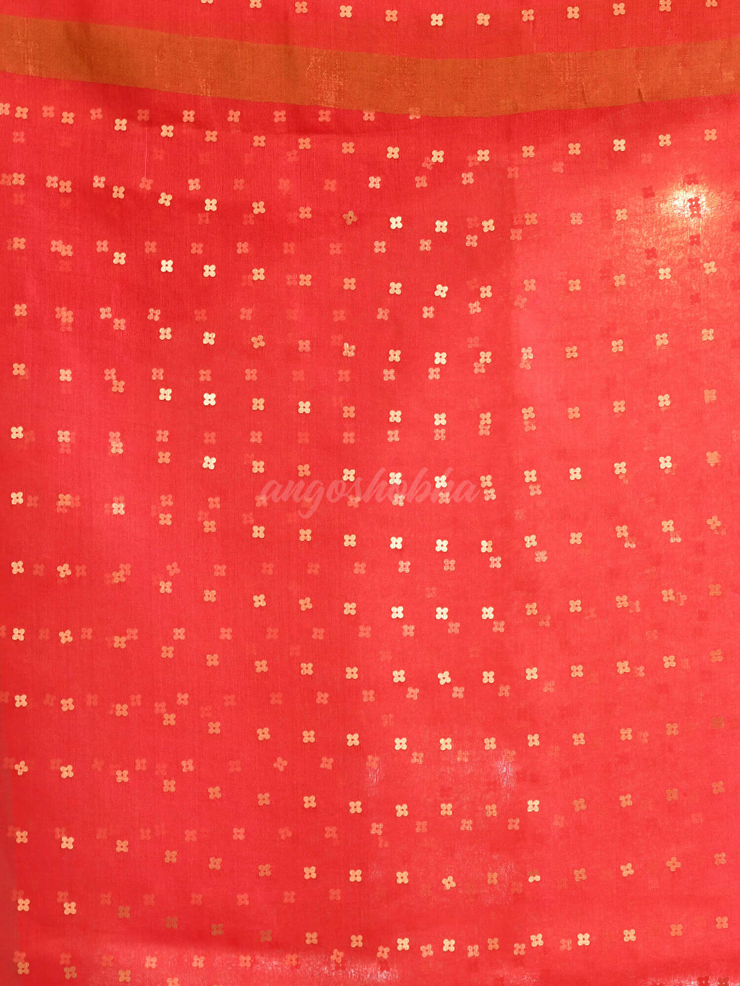 Tomato Red All Body Sequence Work Handwoven Muslin Silk Saree