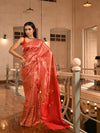 Red Tussar All Body Zari Check Handwoven Saree
