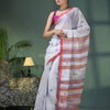 Silver Zari Cotton All Body Kantha Buti Handloom Tissue Saree