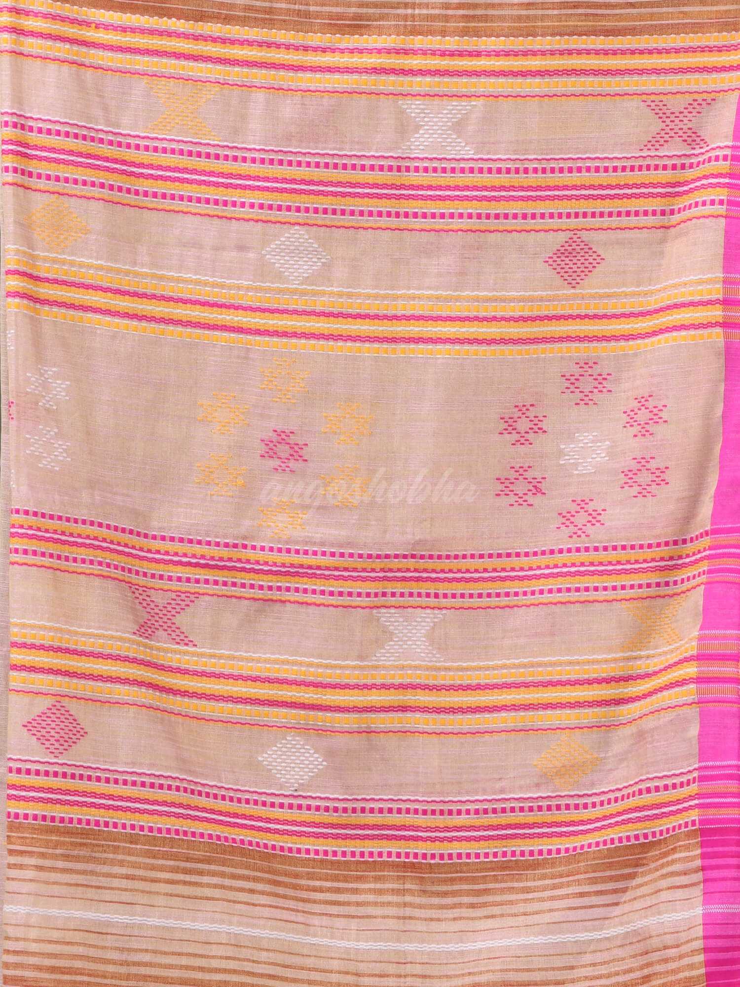 Faded Pink Zari Cotton All Body Kantha Buti Handloom Tissue Saree
