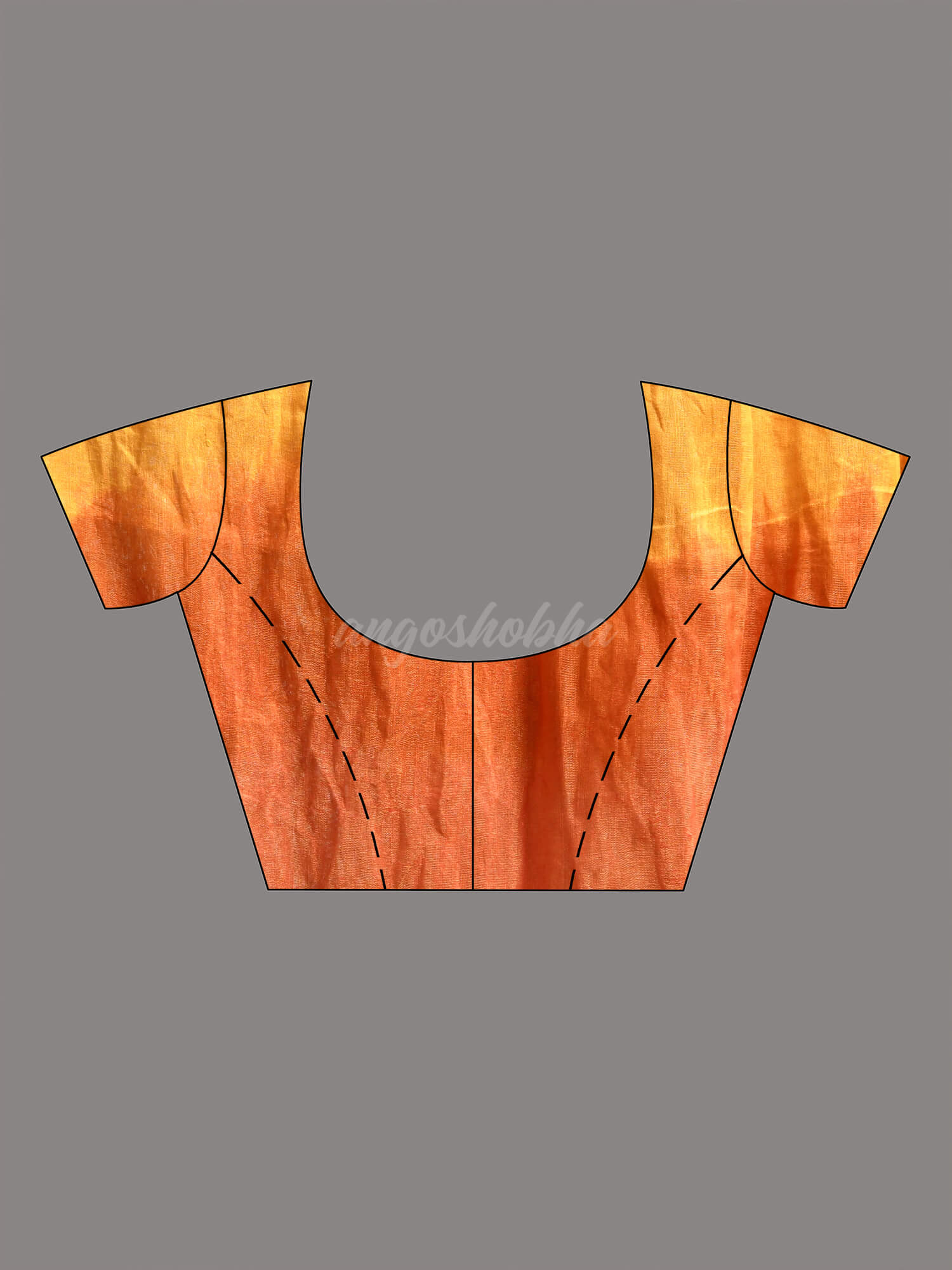 Yellow & Orange Zari Linen Dry Half And Half Handwoven Saree