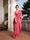 Violet & Pink Zari Linen Dry Half And Half Handwoven Saree