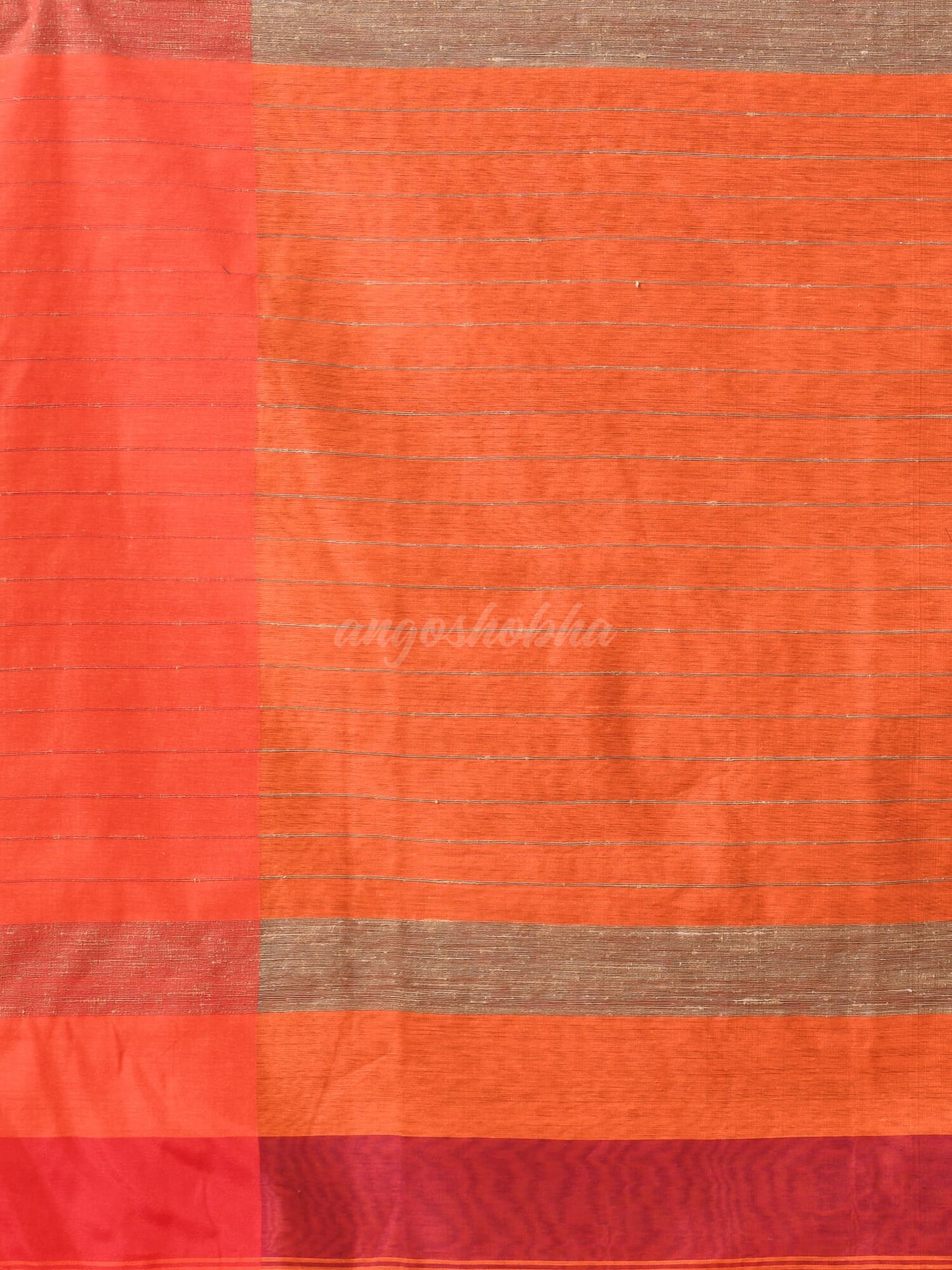 Magenta & Orange Cotton Blend Half And Half Handloom Saree