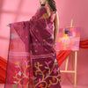 Magenta Cotton Blend Jamdani Saree