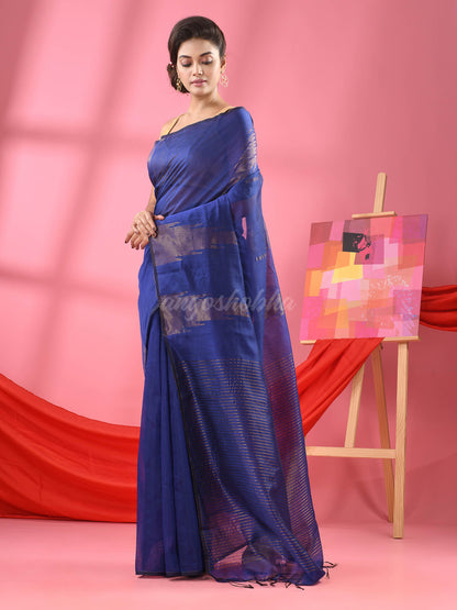 Bule Cotton Blend Handloom Saree