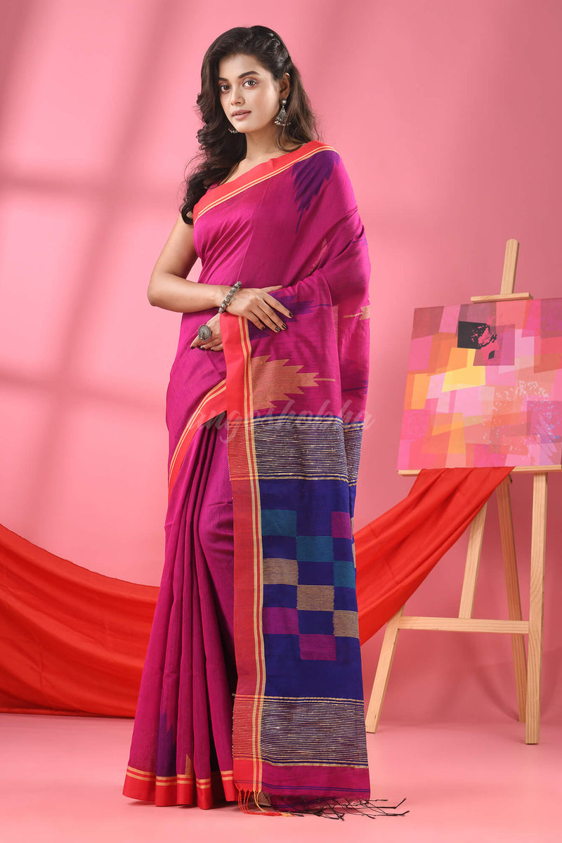 Fandango Pink Cotton Blend Handloom Saree