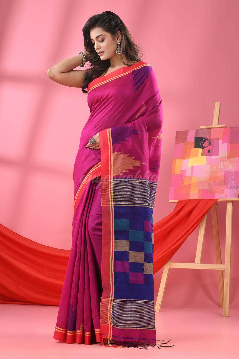 Fandango Pink Cotton Blend Handloom Saree
