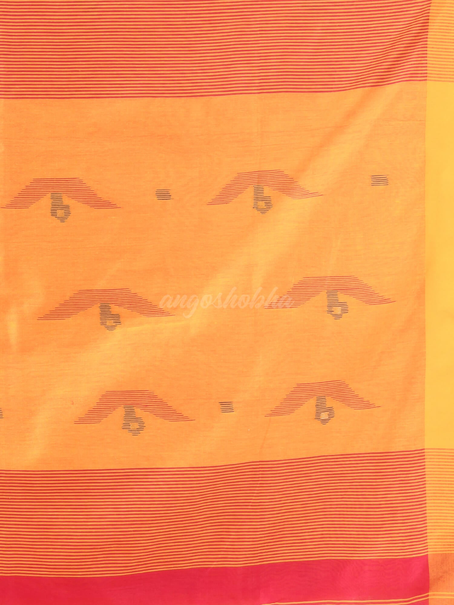 Hot Pink Cotton Blend Boat Motive Handloom Saree