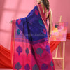 Deep Blue Cotton Blend Jacquard Work Handloom Saree